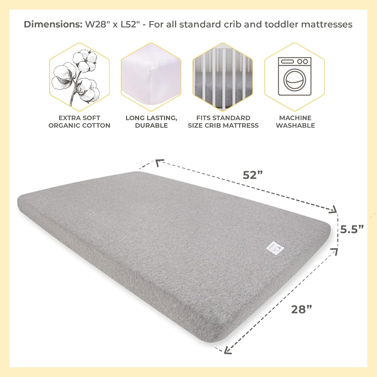 image:imageBurts Bees Baby Organic Cotton Fitted Crib Sheet Breathable Baby Bedding Infant and Toddler Bed Sheet for Boys and GirlsSoft Lavender