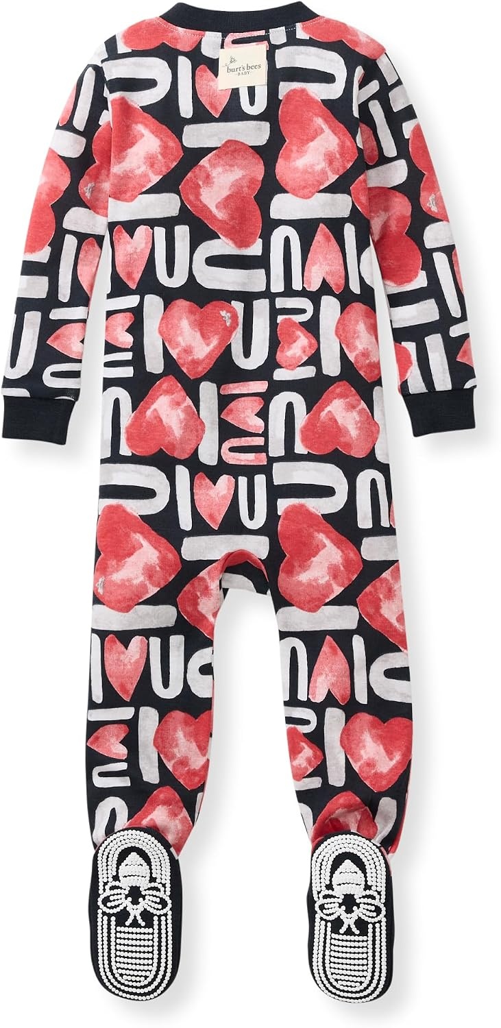 image:imageBurts Bees Baby Organic Cotton Footed Pajamas for Boys Zipper PJ Sleeper Snug Fit Sleepwear with NonSlip Bee GripsBig Love