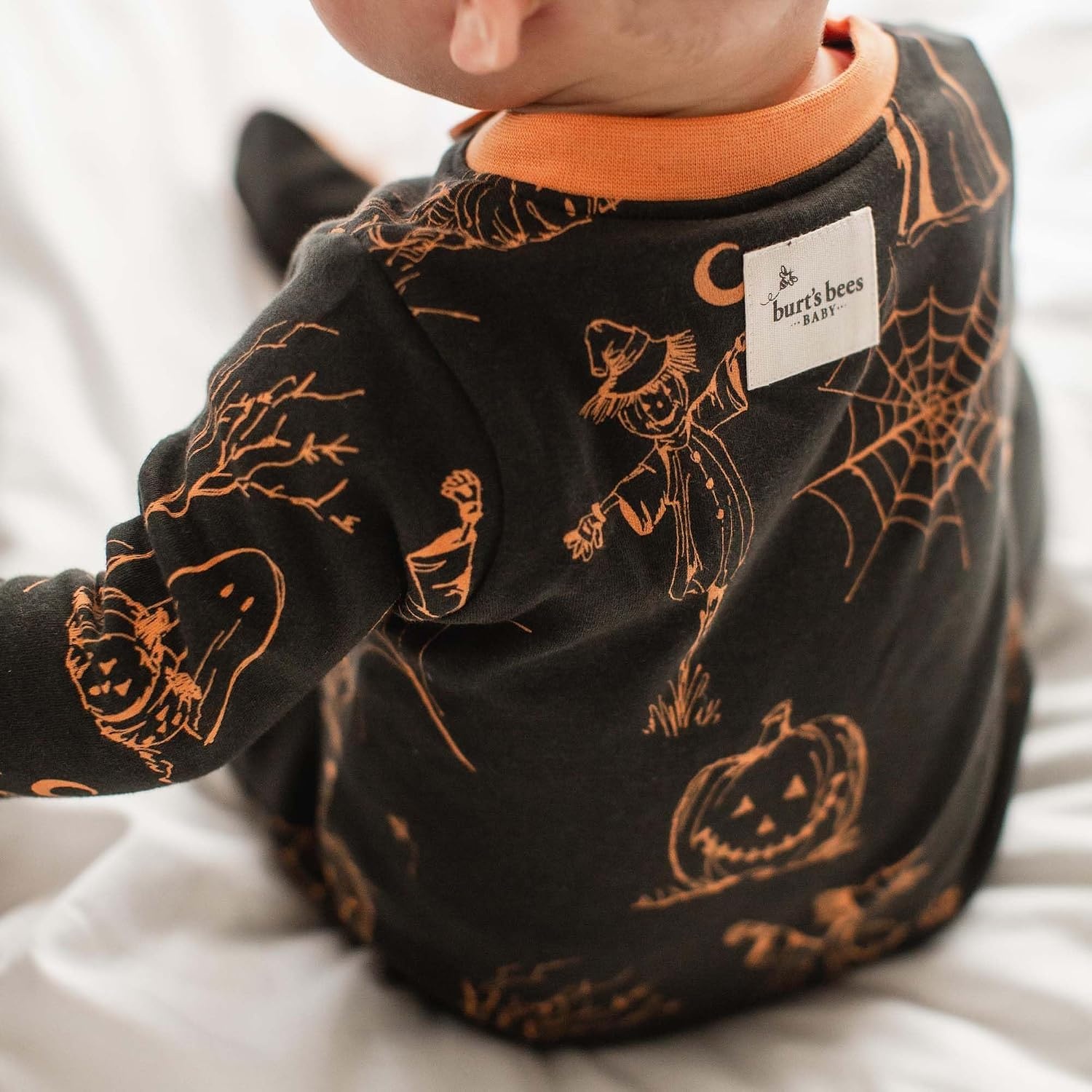 image:imageBurts Bees Baby Organic Cotton Footed Pajamas for Boys Zipper PJ Sleeper Snug Fit Sleepwear with NonSlip Bee GripsHaunty Halloween