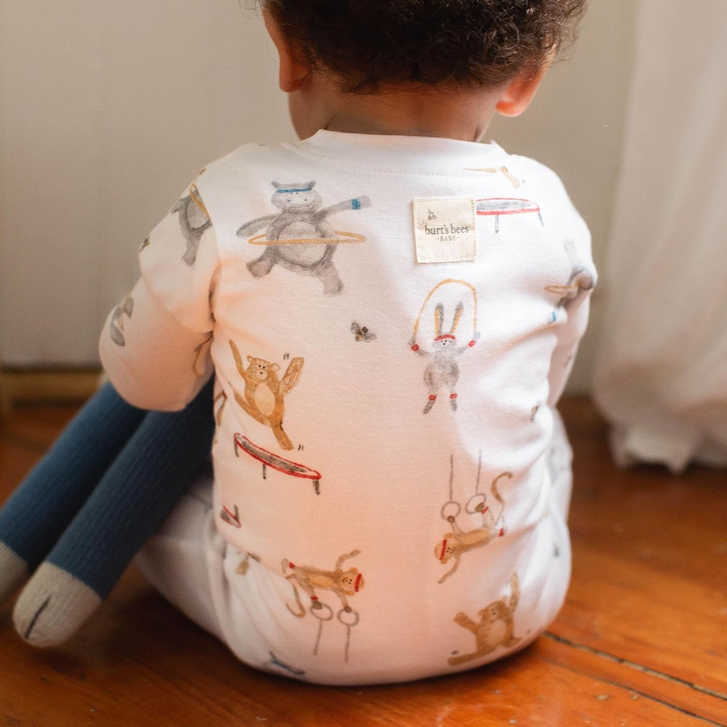 image:imageBurts Bees Baby Organic Cotton Footed Pajamas for Boys Zipper PJ Sleeper Snug Fit Sleepwear with NonSlip Bee GripsJungle Gym