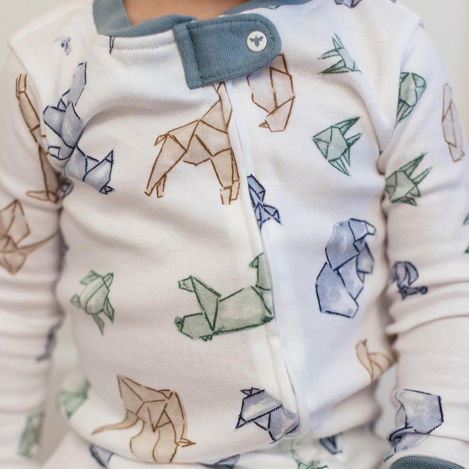image:imageBurts Bees Baby Organic Cotton Footed Pajamas for Boys Zipper PJ Sleeper Snug Fit Sleepwear with NonSlip Bee GripsOrigami Animals