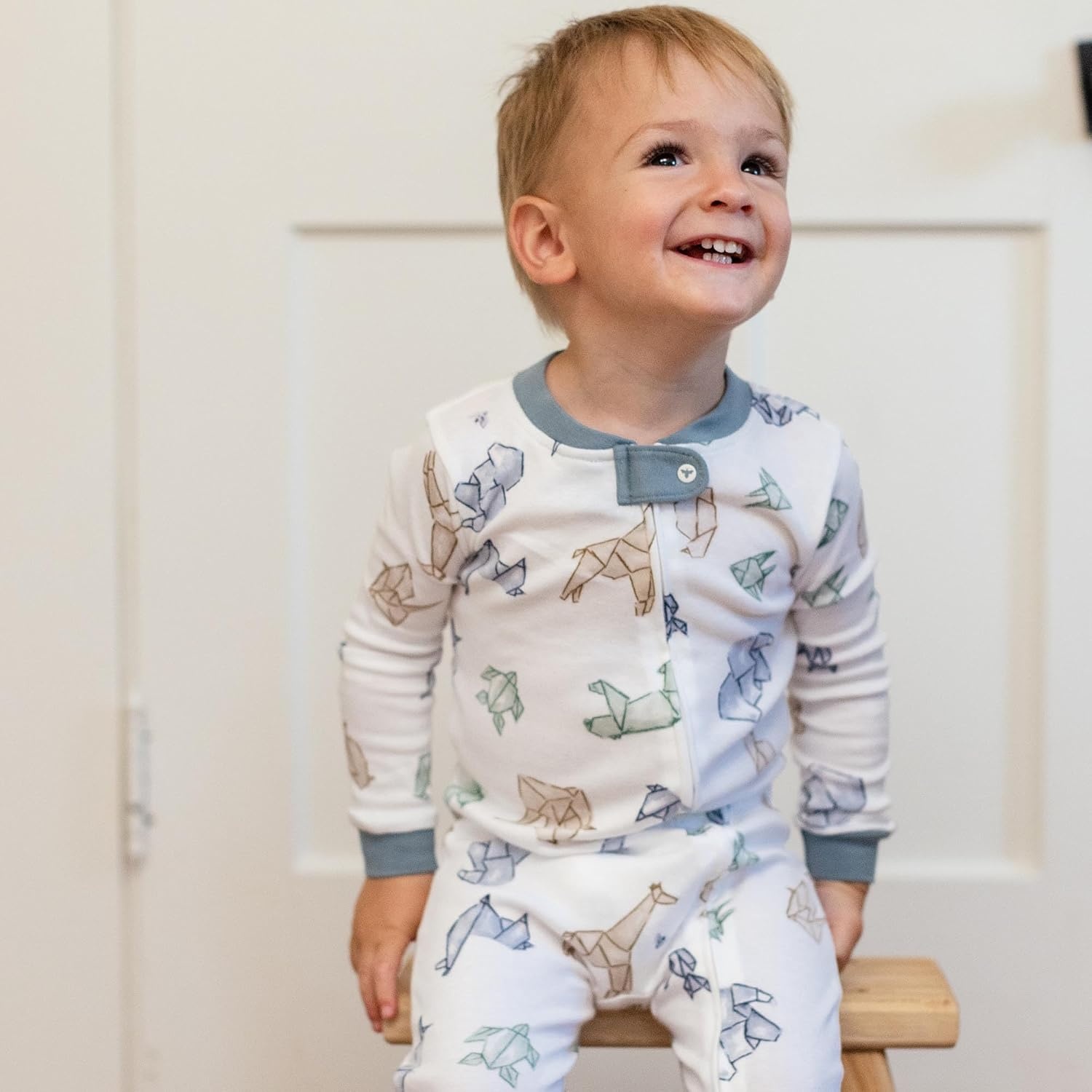 image:imageBurts Bees Baby Organic Cotton Footed Pajamas for Boys Zipper PJ Sleeper Snug Fit Sleepwear with NonSlip Bee GripsOrigami Animals
