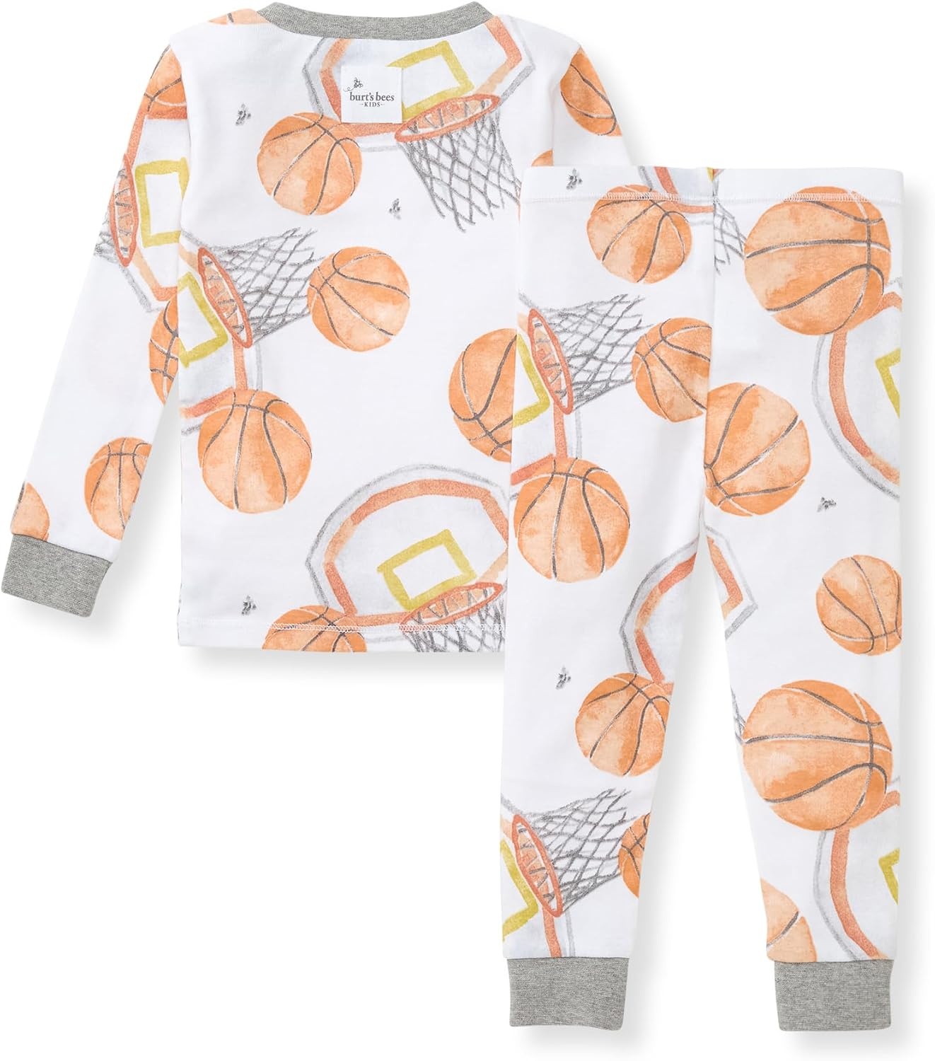 image:imageBurts Bees Baby Organic Cotton Pajamas for Boys 100 Cotton Pajama Set for Toddlers and Kids Soft and Stretchable FabricBasketball