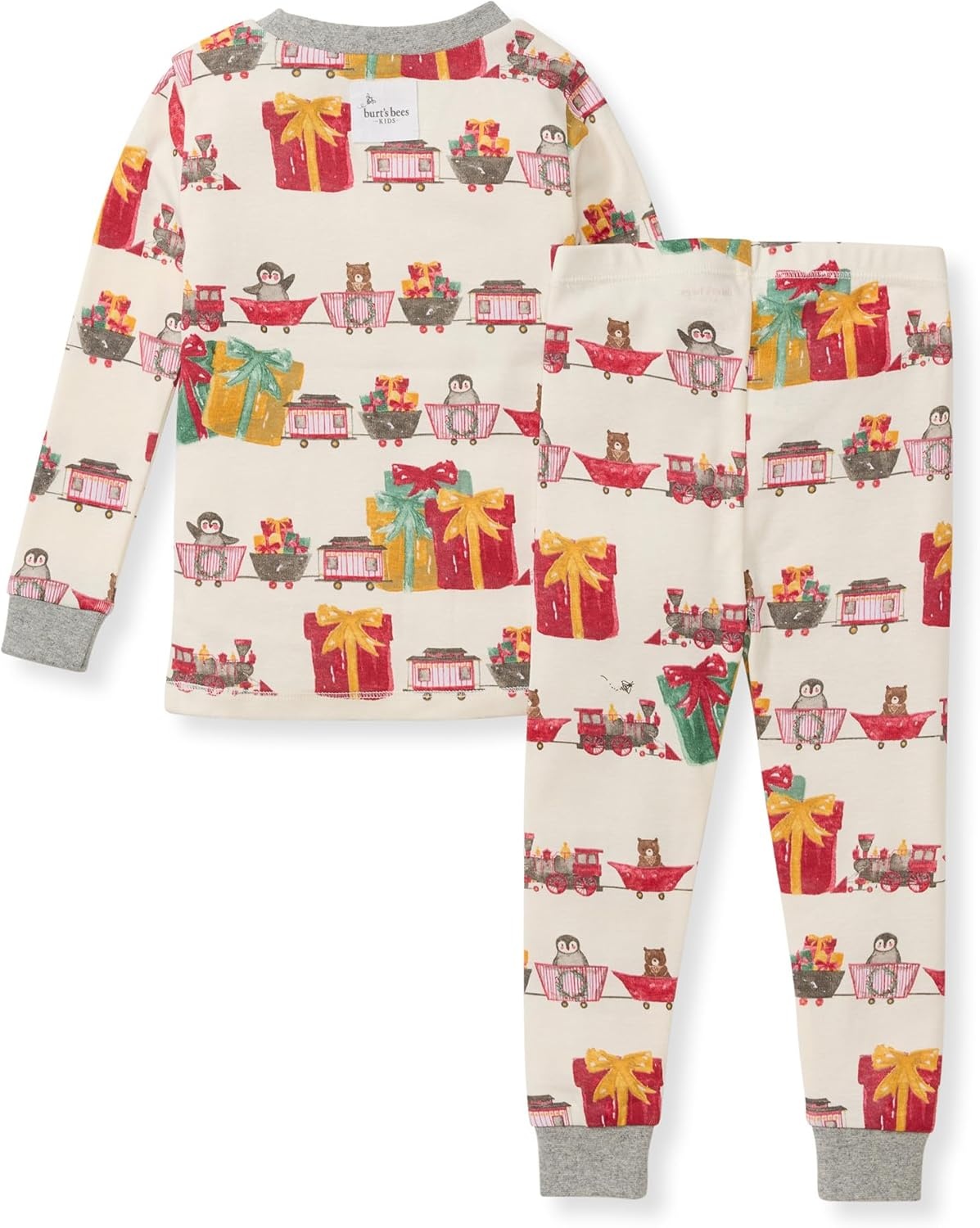 image:imageBurts Bees Baby Organic Cotton Pajamas for Boys 100 Cotton Pajama Set for Toddlers and Kids Soft and Stretchable FabricHoliday Train