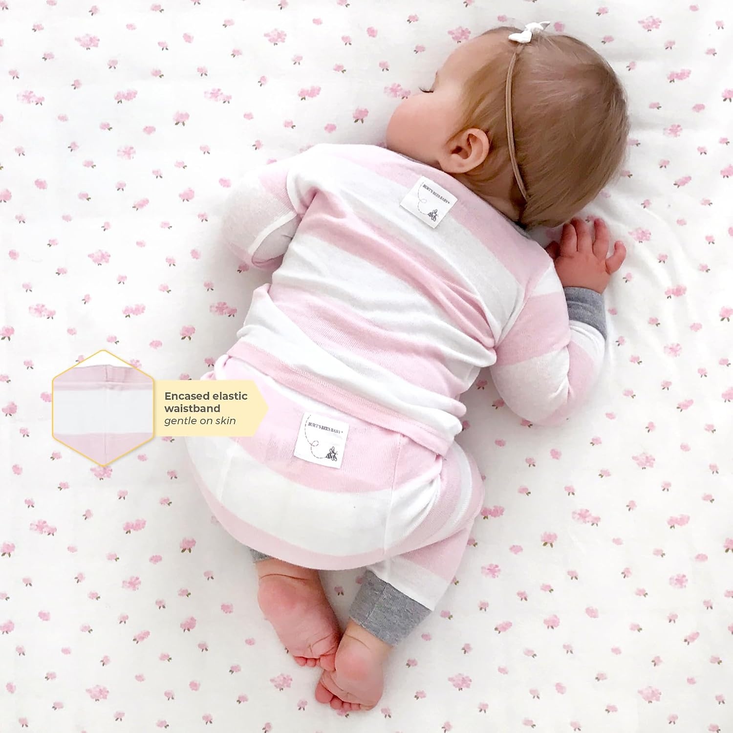 image:imageBurts Bees Baby Organic Cotton Pajamas for Girls 100 Cotton Pajama Set for Toddlers and Kids Soft and Stretchable FabricBlossom Rugby Stripe
