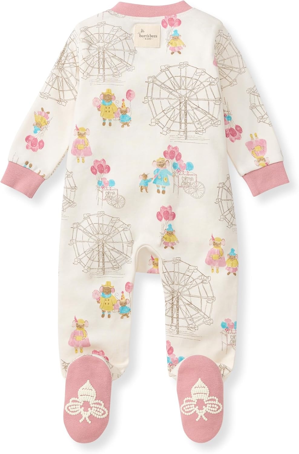 image:imageBurts Bees Baby Organic Cotton Sleep and Play Footed Pajamas for Girls Zipper PJ Newborn Sleeper with NonSlip Bee GripsFall Carnival