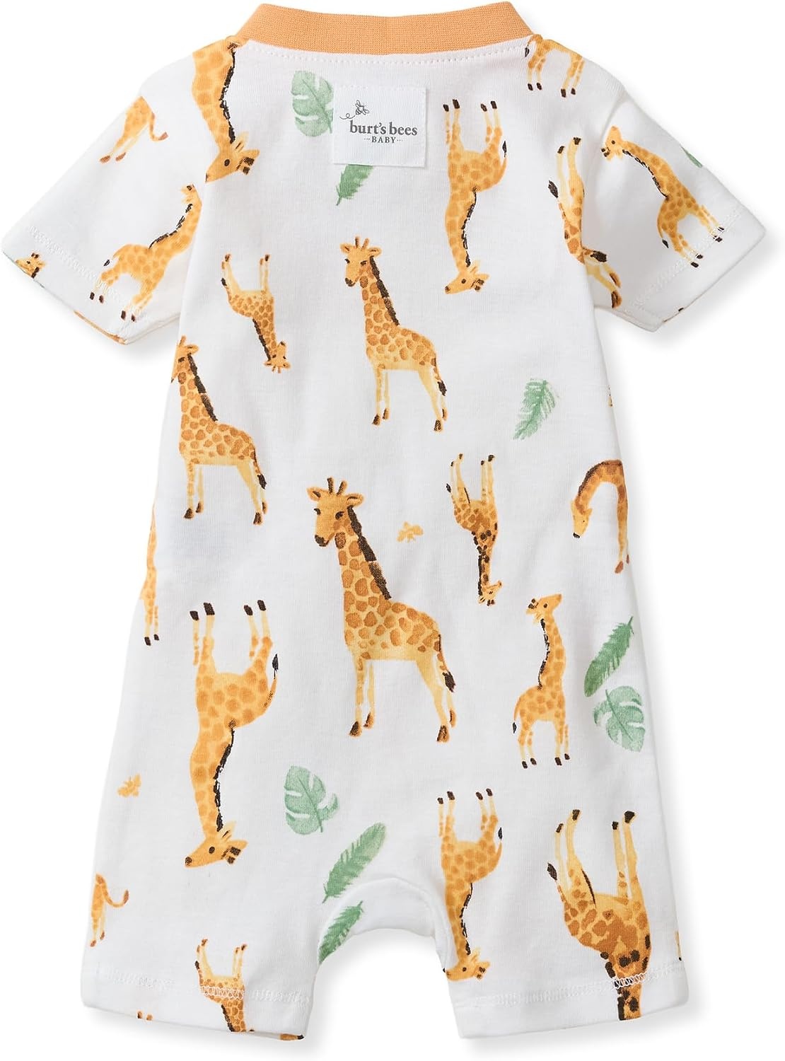 image:imageBurts Bees Baby Short Sleeve Pajamas Unisex OnePiece Sleeper Romper 100 Organic Cotton Toddler Summer Clothes OutfitGiraffe Family