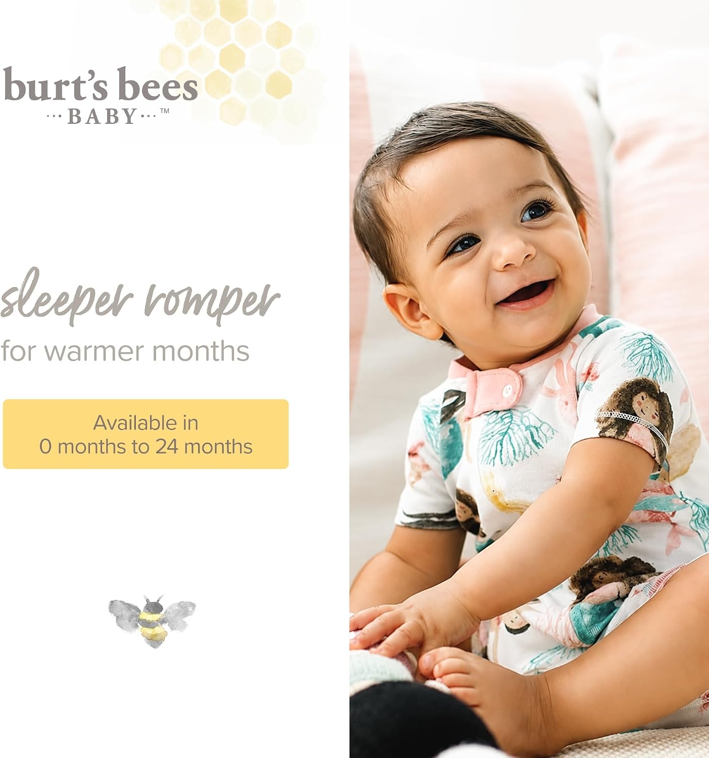 image:imageBurts Bees Baby Short Sleeve Pajamas Unisex OnePiece Sleeper Romper 100 Organic Cotton Toddler Summer Clothes OutfitGiraffe Family