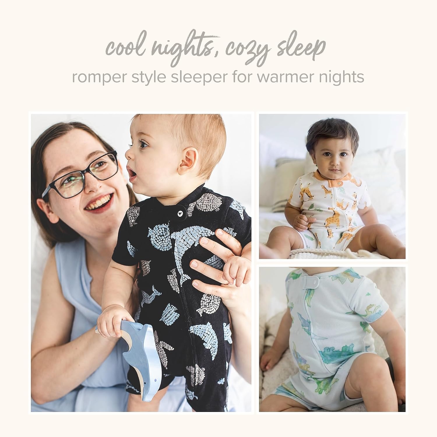 image:imageBurts Bees Baby Short Sleeve Pajamas Unisex OnePiece Sleeper Romper 100 Organic Cotton Toddler Summer Clothes OutfitGiraffe Family