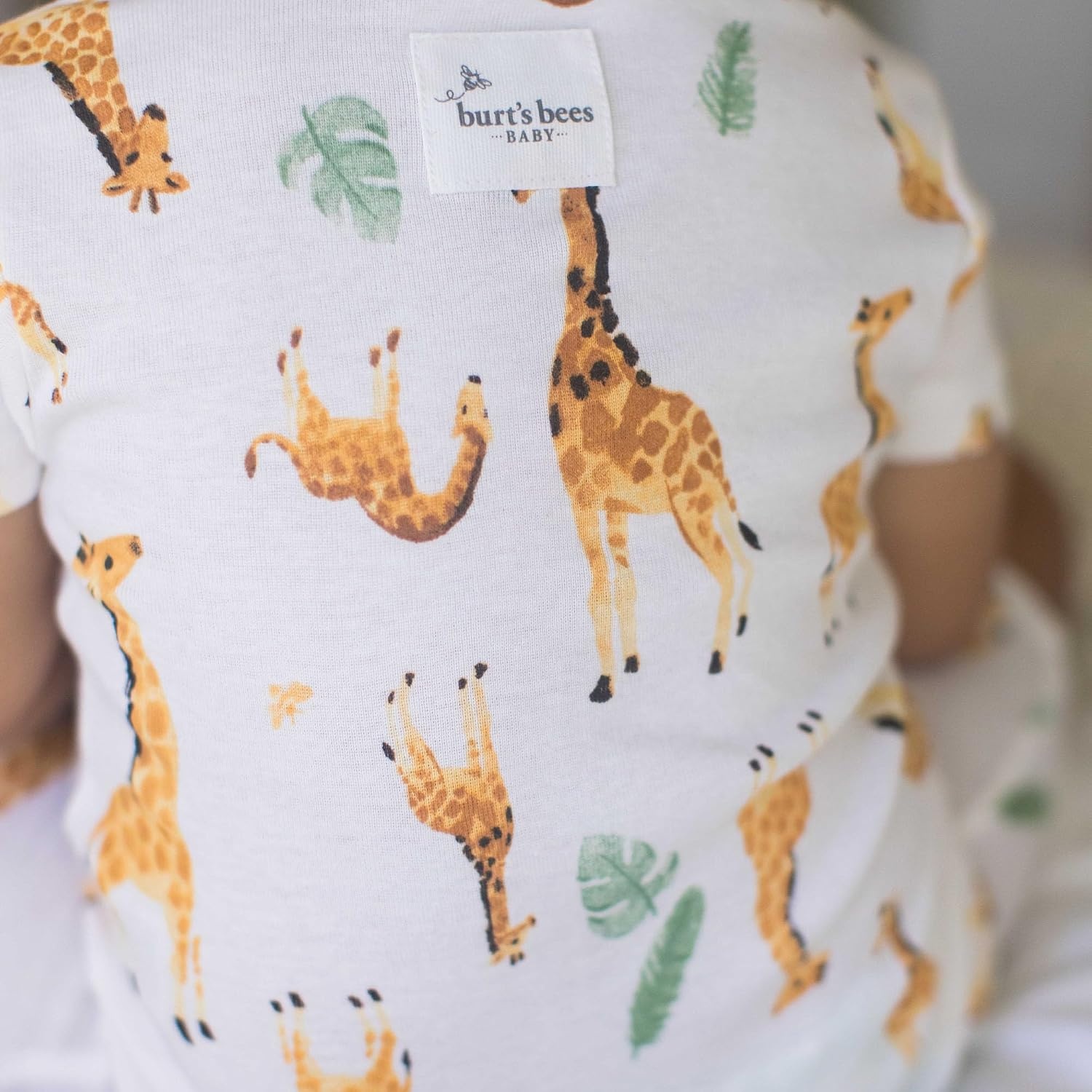 image:imageBurts Bees Baby Short Sleeve Pajamas Unisex OnePiece Sleeper Romper 100 Organic Cotton Toddler Summer Clothes OutfitGiraffe Family