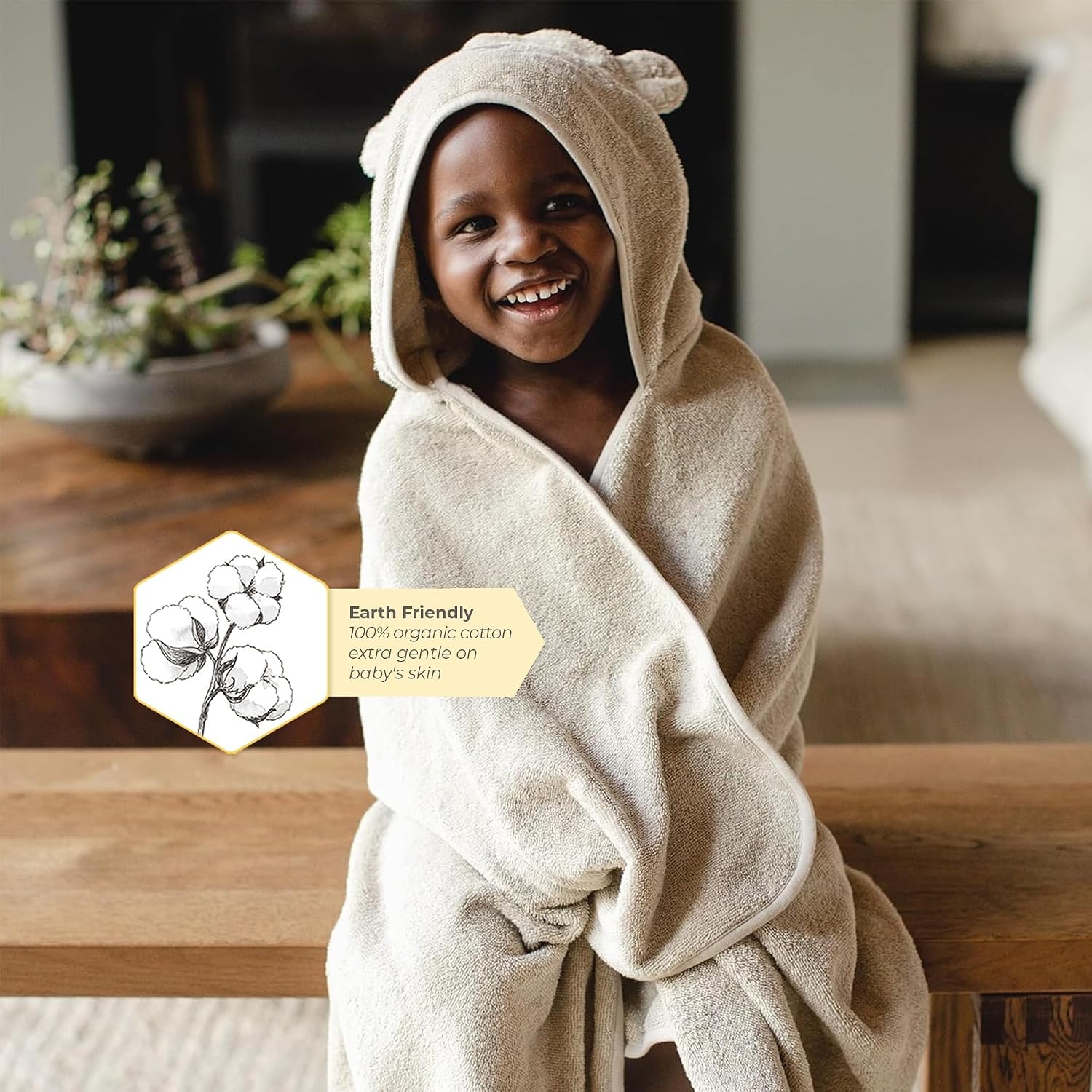 image:imageBurts Bees Baby Toddler Hooded Animal Character Towels Organic Cotton Unisex Bath Essentials Soft Nursery Towel for KidsBear