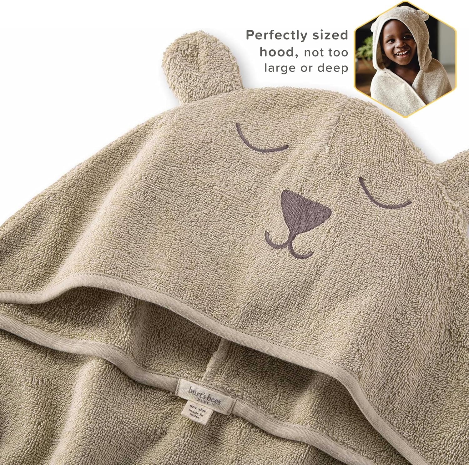 image:imageBurts Bees Baby Toddler Hooded Animal Character Towels Organic Cotton Unisex Bath Essentials Soft Nursery Towel for KidsBear