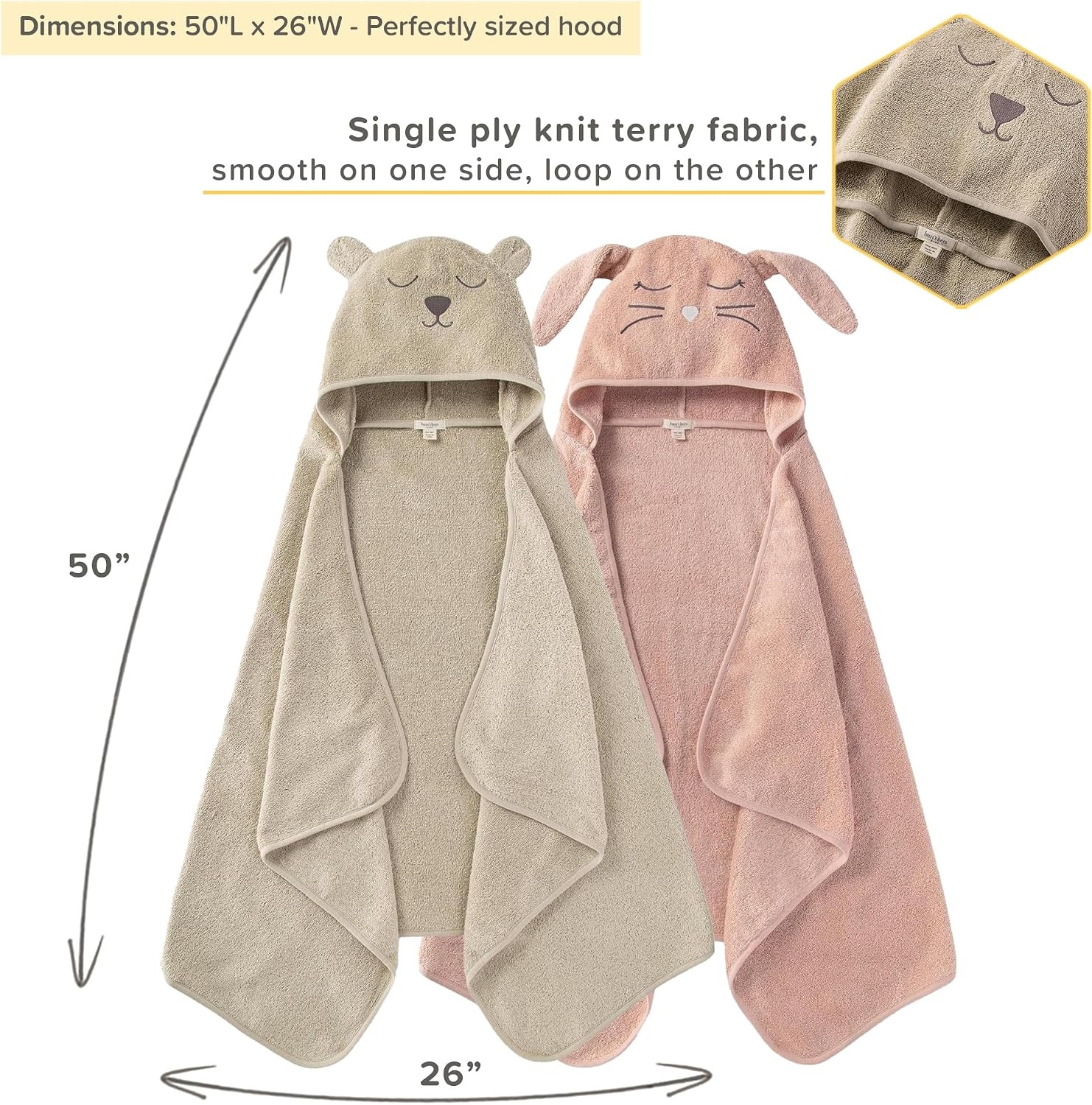 image:imageBurts Bees Baby Toddler Hooded Animal Character Towels Organic Cotton Unisex Bath Essentials Soft Nursery Towel for KidsBear