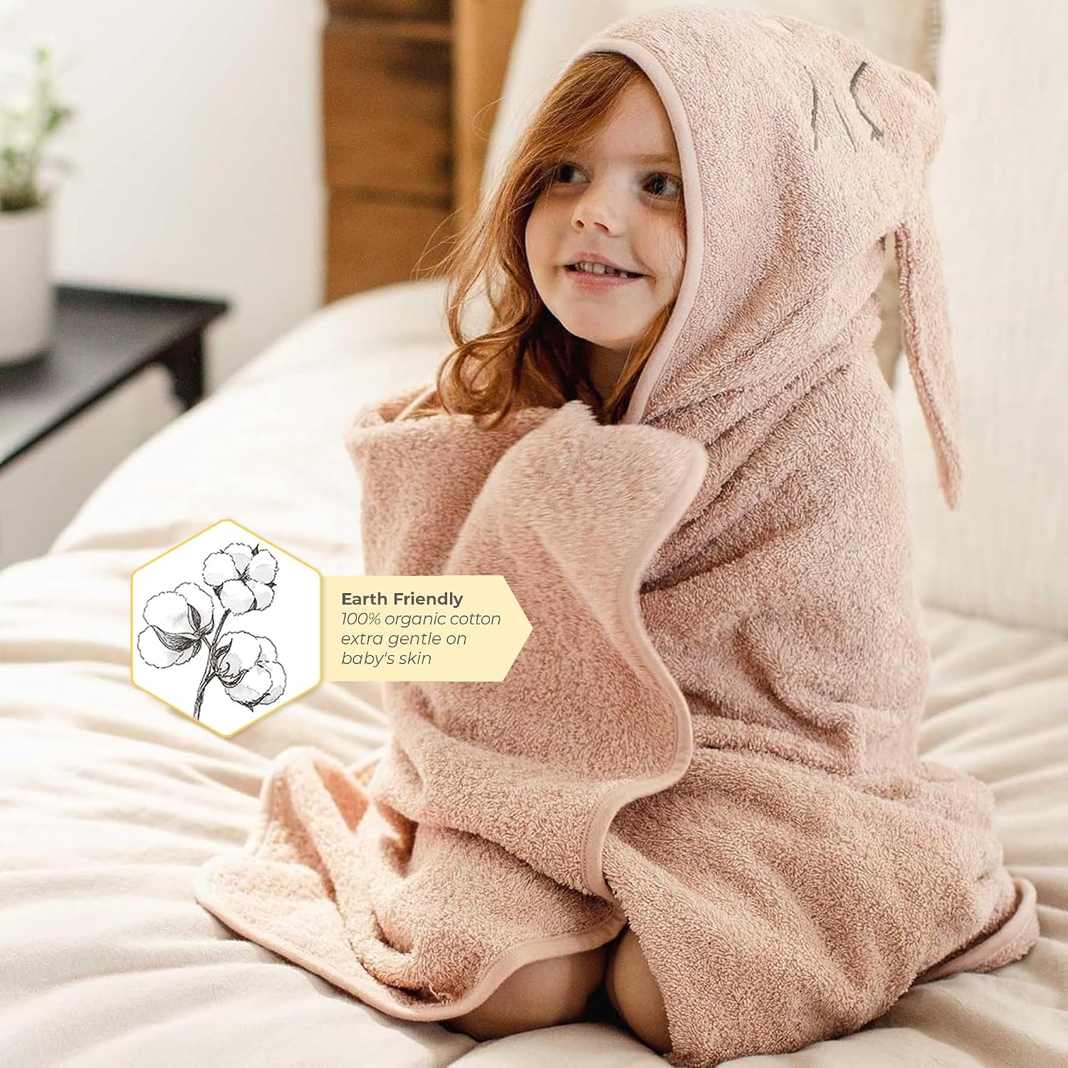 image:imageBurts Bees Baby Toddler Hooded Animal Character Towels Organic Cotton Unisex Bath Essentials Soft Nursery Towel for KidsBunny