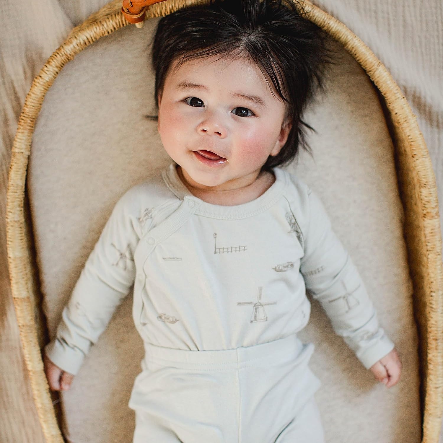 image:imageBurts Bees Baby Unisex 3Piece Bodysuit and Pant Set 100 Organic Cotton Infant OutfitBlue Amsterdam