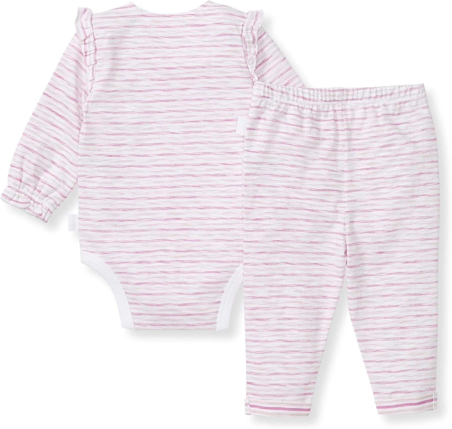 image:imageBurts Bees Baby Unisex Bodysuit and Pant Set 100 Organic CottonPink Slub Stripe