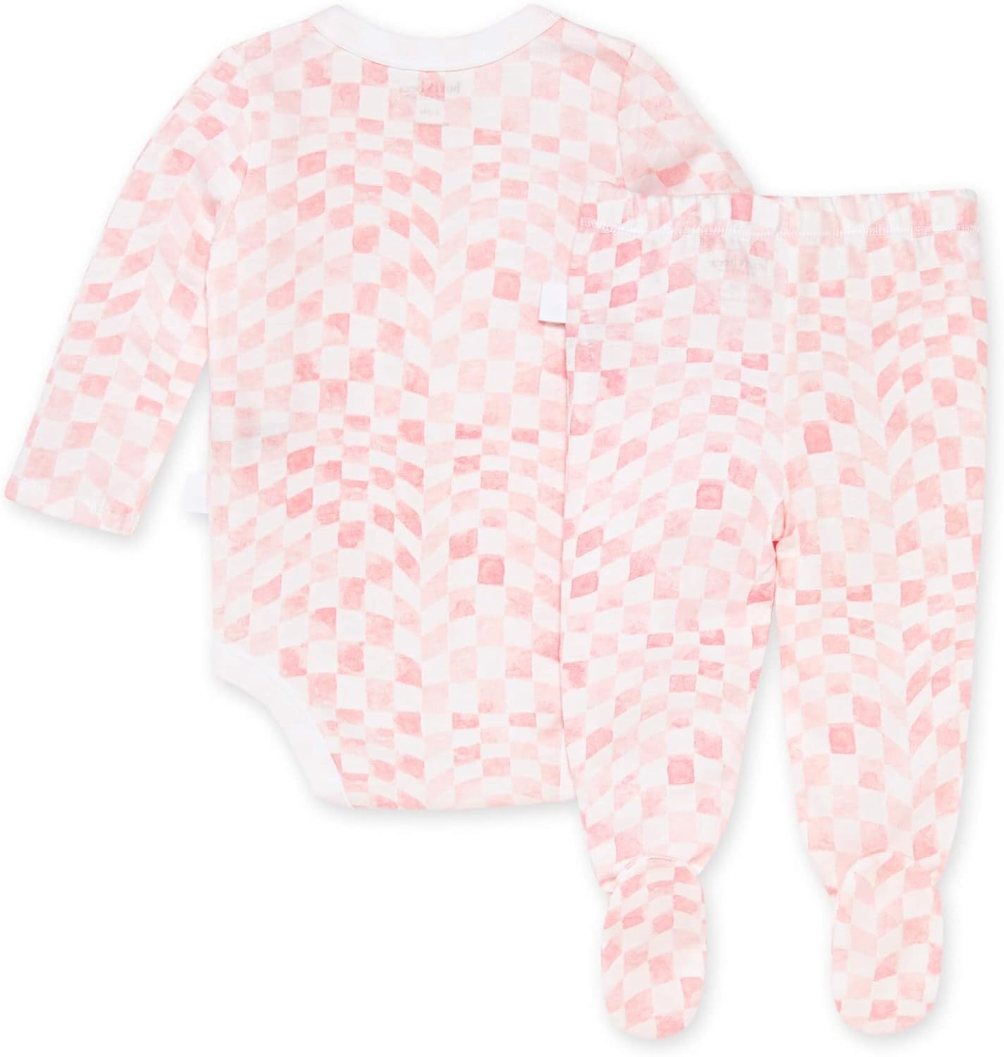 image:imageBurts Bees Baby Unisex Bodysuit and Pant Set 100 Organic CottonPink Wavy Check