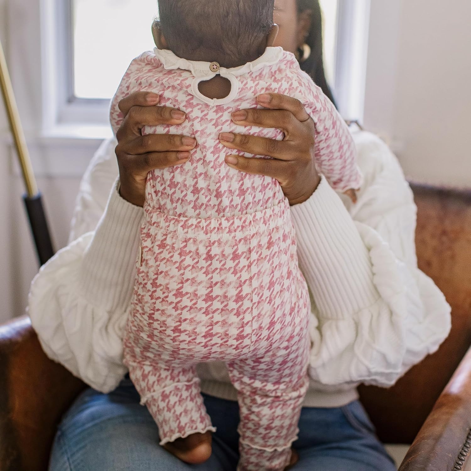 image:imageBurts Bees Baby Unisex Bodysuit and Pant Set 100 Organic CottonRose Herringbone