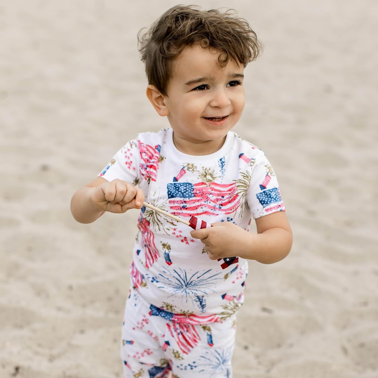 image:imageBurts Bees Baby Unisex Cotton Pajamas 2Piece Short Sleeve Tee amp ShortsFirecrackers