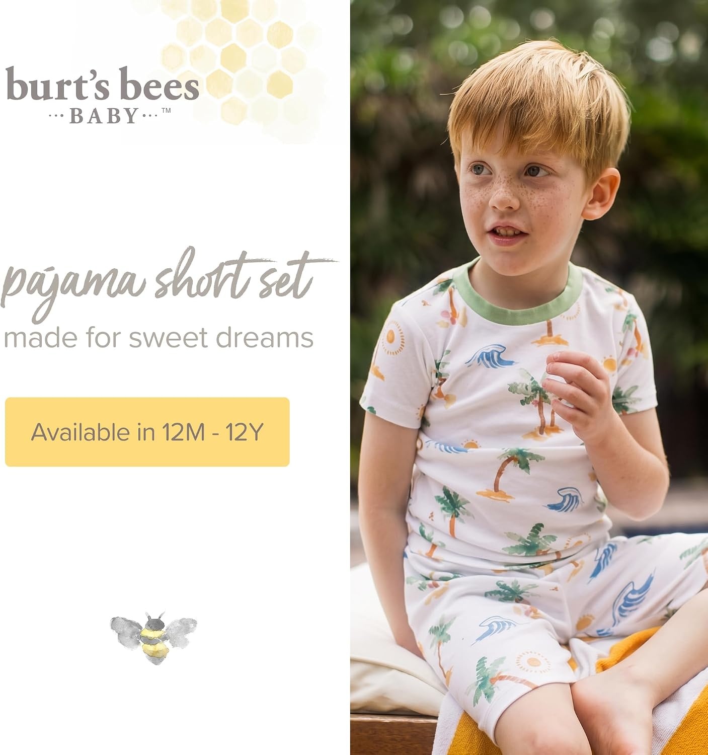 image:imageBurts Bees Baby Unisex Cotton Pajamas 2Piece Short Sleeve Tee amp ShortsHibiscus Lemon Tree