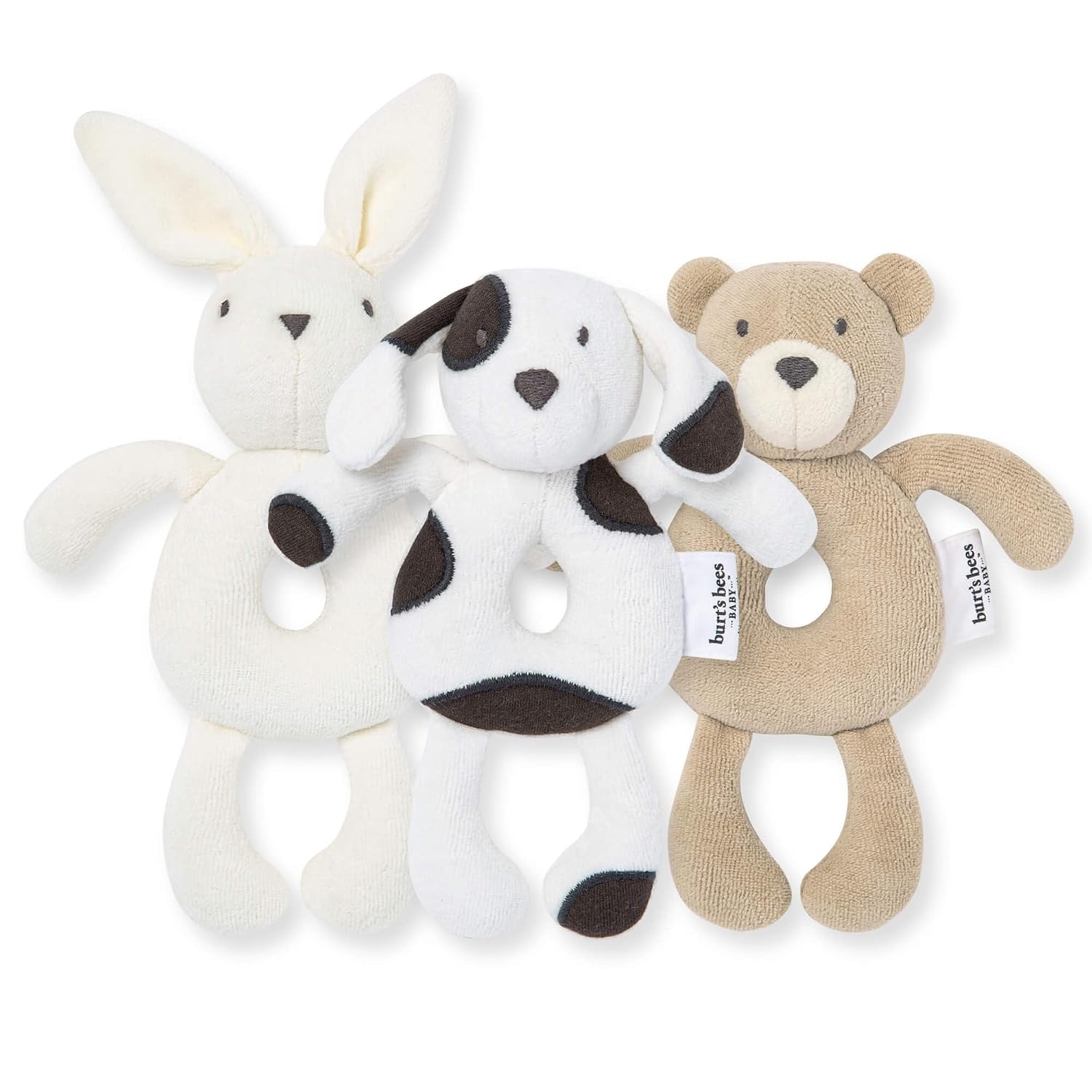 image:imageBurts Bees Baby Unisex Infant Rattle Toy Nursery Sensory Animal Plush Made with 100 Organic Cotton Shell and Polyester Fill Sweet Bear Bunny or Dog Stuffed Animals for BabiesPuppy Rattle