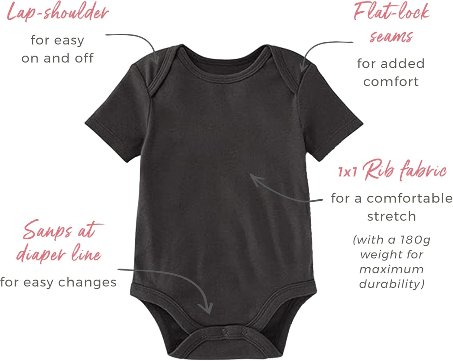 image:imageBurts Bees Baby Unisex Short Sleeve Organic Cotton Bodysuits 3PackAsh