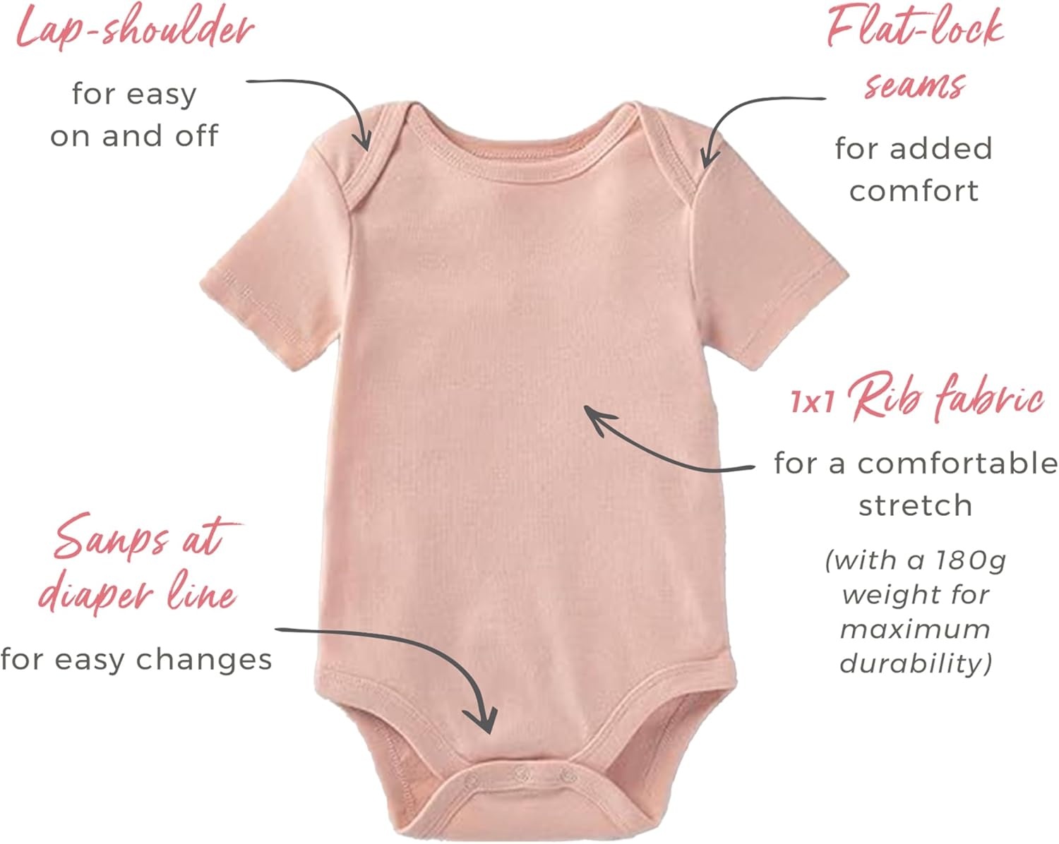 image:imageBurts Bees Baby Unisex Short Sleeve Organic Cotton Bodysuits 3PackPink Sand