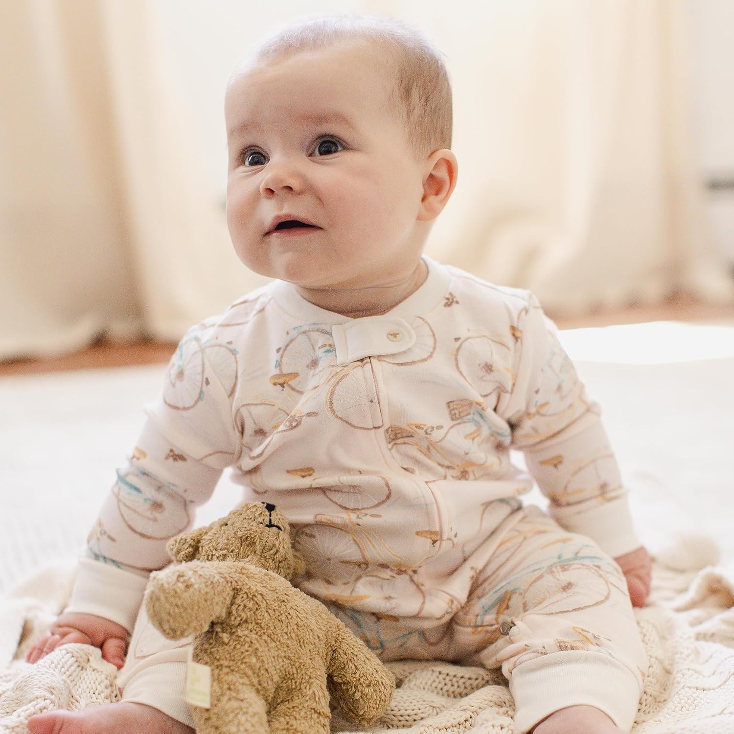 image:imageBurts Bees Baby Unisex Sleep and Play Pajama Footless OnePiece Zipper PJ 100 Organic Cotton Loose Fit Footie PajamasBicycles