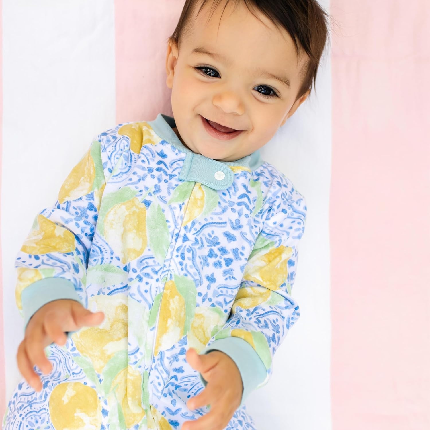image:imageBurts Bees Baby Unisex Sleep and Play Pajama Footless OnePiece Zipper PJ 100 Organic Cotton Loose Fit Footie PajamasLemon Tiles