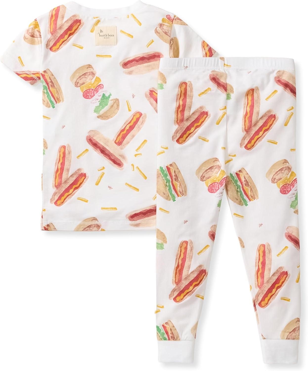 image:imageBurts Bees Baby UnisexBaby Honeysoft Lyocell Pajamas Tee and Pant 2piece PJ Set Snug Fit PJs Sizes 12M12YHot Dogs Hamburgers