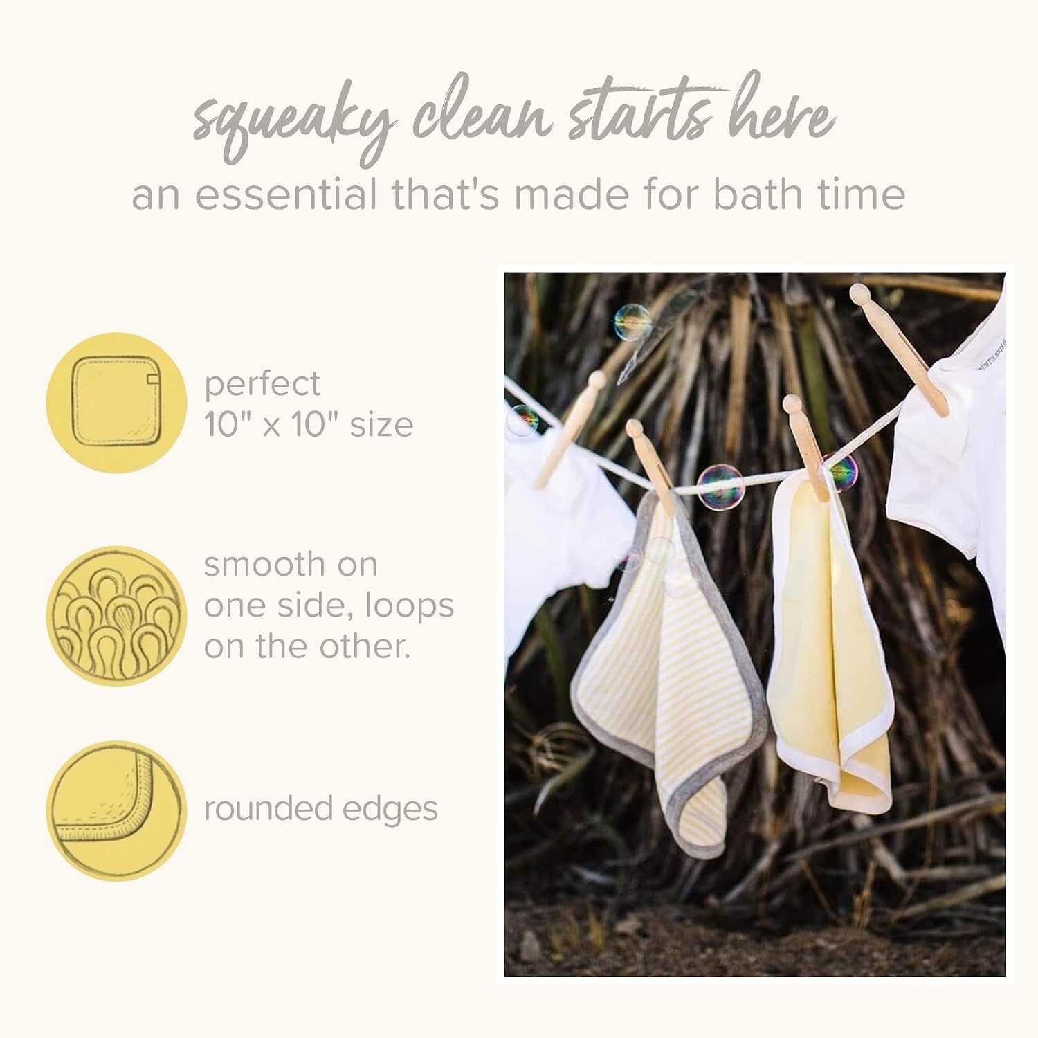image:imageBurts Bees Baby Washcloths for Infants 100 Organic Cotton Soft and Absorbent Knit Terry Face Towel 9 x 9 in 3PackGolden Bee