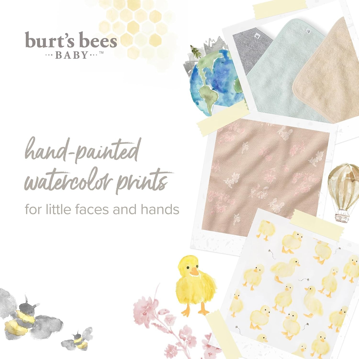 image:imageBurts Bees Baby Washcloths for Infants 100 Organic Cotton Soft and Absorbent Knit Terry Face Towel 9 x 9 in 3PackWhimsical Floral
