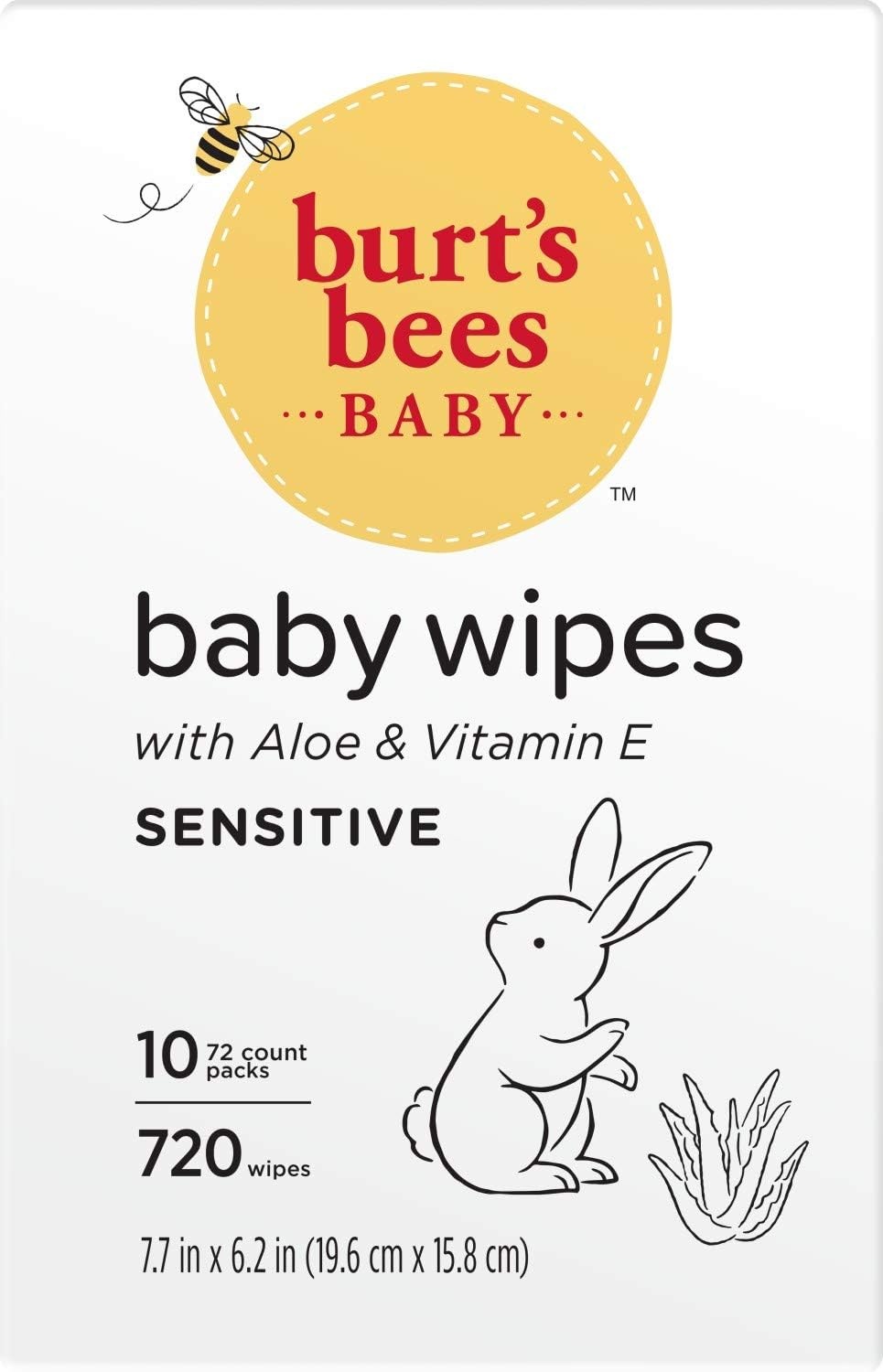 image:imageBurts Bees Baby Wipes Unscented Natural for Sensitive Skin with Aloe and Vitamin E 72 Baby Wipes 10 PackUnscented