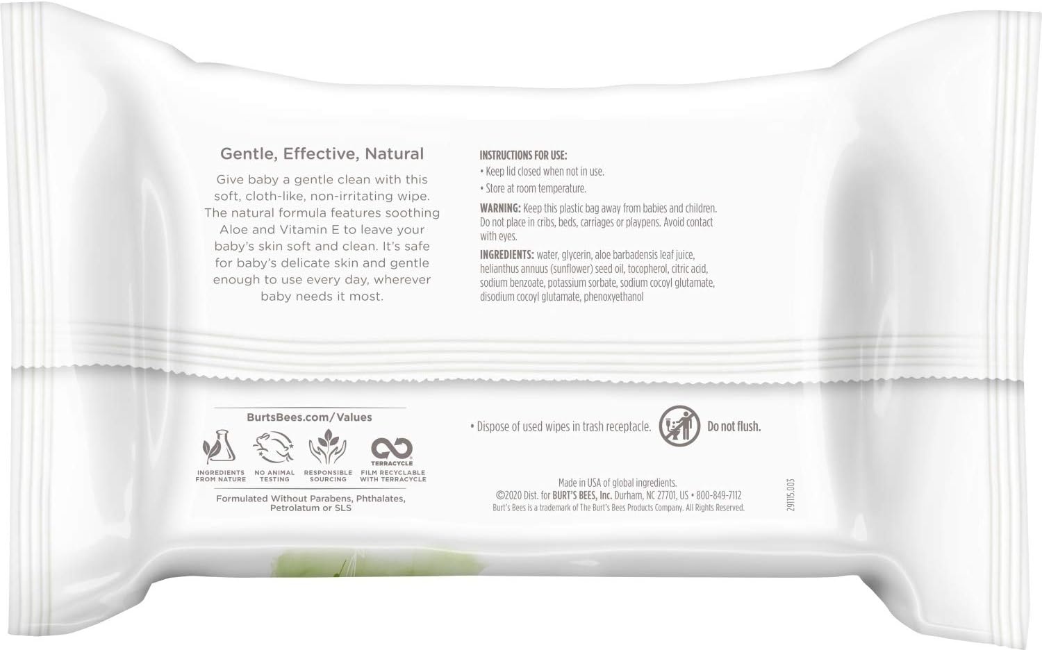 image:imageBurts Bees Baby Wipes Unscented Natural for Sensitive Skin with Aloe and Vitamin E 72 Baby Wipes 10 PackUnscented