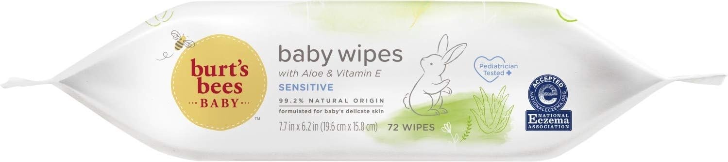 image:imageBurts Bees Baby Wipes Unscented Natural for Sensitive Skin with Aloe and Vitamin E 72 Baby Wipes 10 PackUnscented