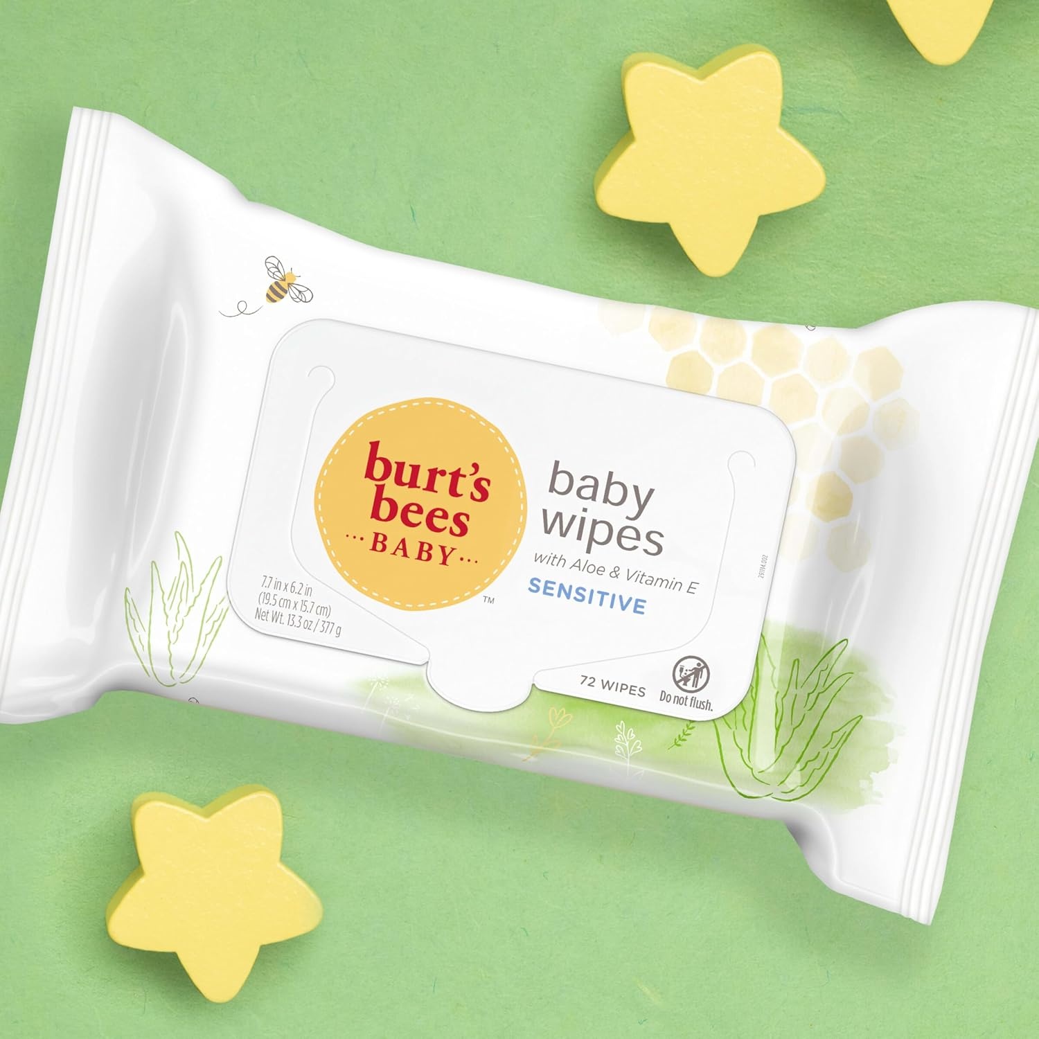 image:imageBurts Bees Baby Wipes Unscented Natural for Sensitive Skin with Aloe and Vitamin E 72 Baby Wipes 10 PackUnscented