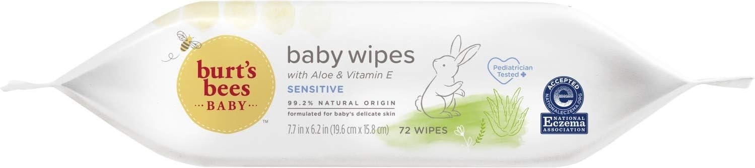 image:imageBurts Bees Baby Wipes Unscented Natural for Sensitive Skin with Aloe and Vitamin E 72 Baby Wipes 10 PackUnscented