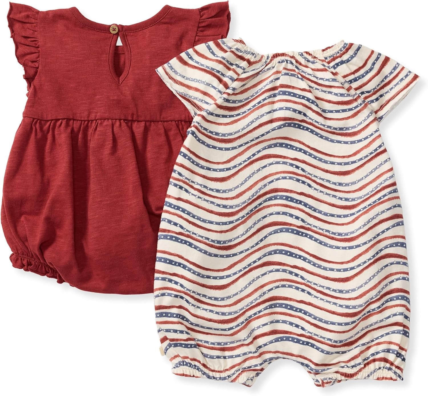 image:imageBurts Bees Baby babygirls Romper 100 Organic Cotton Onepiece Bubble Shortall and Layette Set Girl Outfit 2packFestive Pattern 2pk