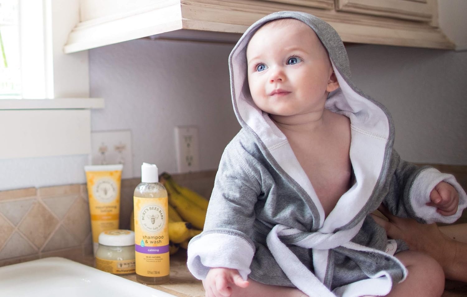 image:imageBurts Bees Baby babygirls Unisex Baby Infant Unisex Hooded Robe Organic Knit Terry BathrobeHeather Grey