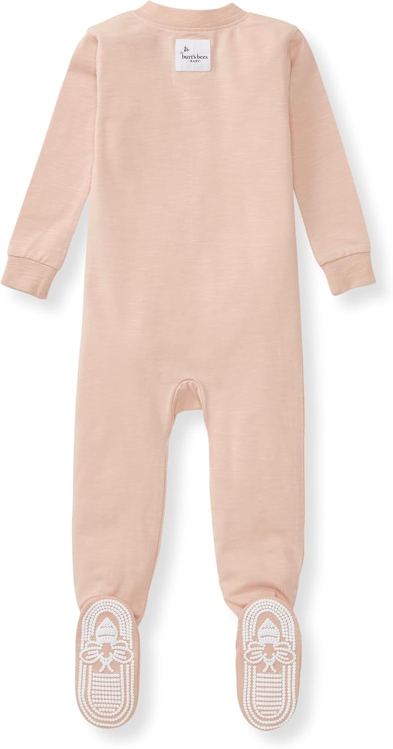 image:imageBurts Bees Baby unisexbaby Honeysoft Sleeper Pajamas Zip Front Nonslip Footed Footie Pjs Organic Cotton amp LyocellApple Jersey Slub