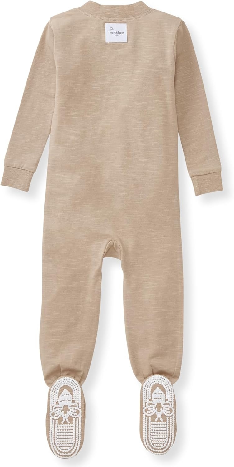 image:imageBurts Bees Baby unisexbaby Honeysoft Sleeper Pajamas Zip Front Nonslip Footed Footie Pjs Organic Cotton amp LyocellTan Jersey Slub