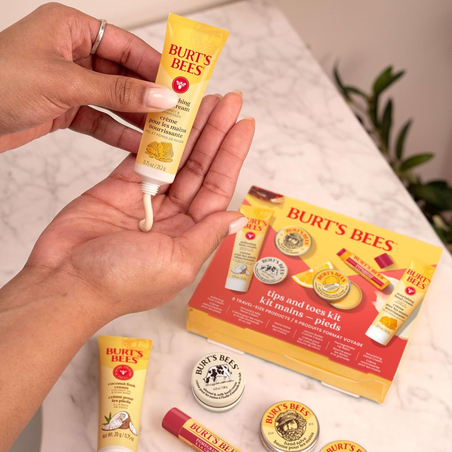 image:imageBurts Bees Mama Gift Set Includes Lip Balm Leg and Foot Cream and Belly Butter Natural Origin Skin Care 015 oz338 oz65 ozTips Toes Set