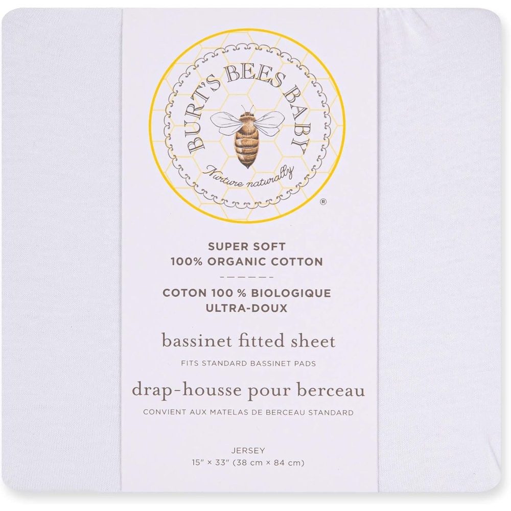 image:imageBassinet Sheet Infant Fitted BEESNUG Cover 100 Organic Cotton Soft Unisex Newborn Essentials for All Standard Oval or Rectangle Bassinet Bed Pads or Mattresses  15 x 33 InchesWhite