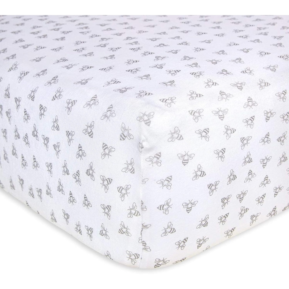 image:imageBurts Bees Baby Fitted Crib Sheet Girls Boys amp Unisex 100 Organic Cotton Crib Sheet for Standard Crib amp Toddler MattressesGrey Bees
