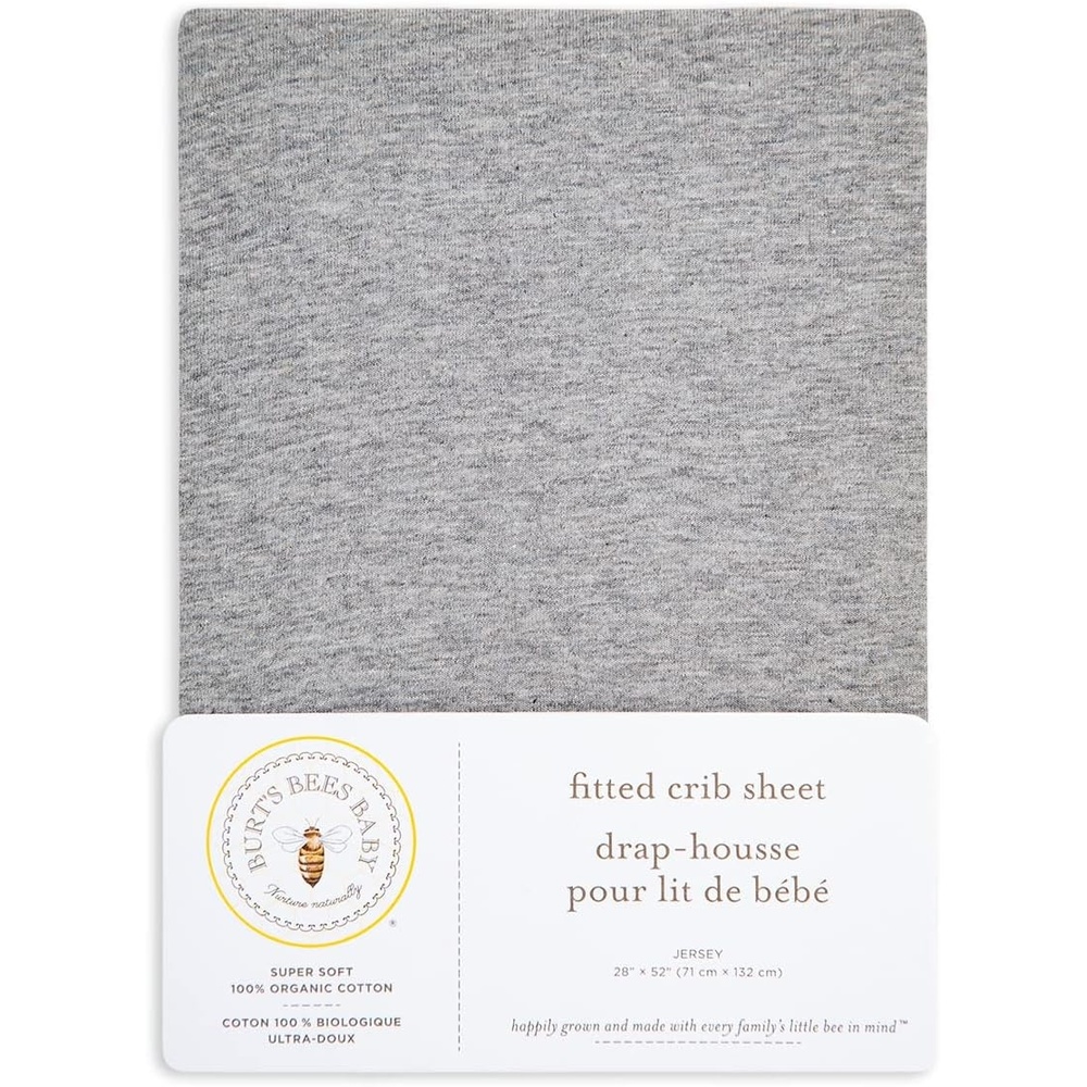image:imageBurts Bees Baby Fitted Crib Sheet Girls Boys amp Unisex 100 Organic Cotton Crib Sheet for Standard Crib amp Toddler MattressesGrey Solid