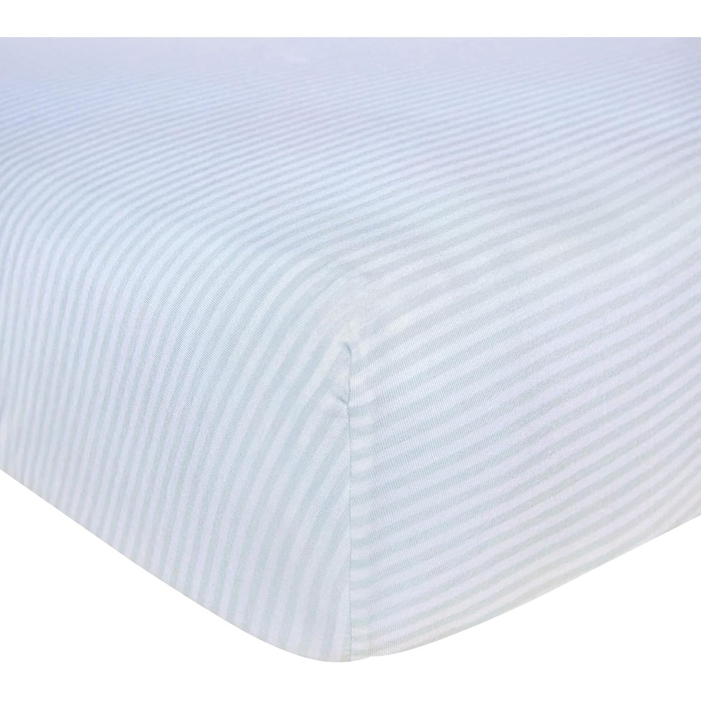 image:imageBurts Bees Baby Fitted Crib Sheet Girls Boys amp Unisex 100 Organic Cotton Crib Sheet for Standard Crib amp Toddler MattressesLight Blue Stripe