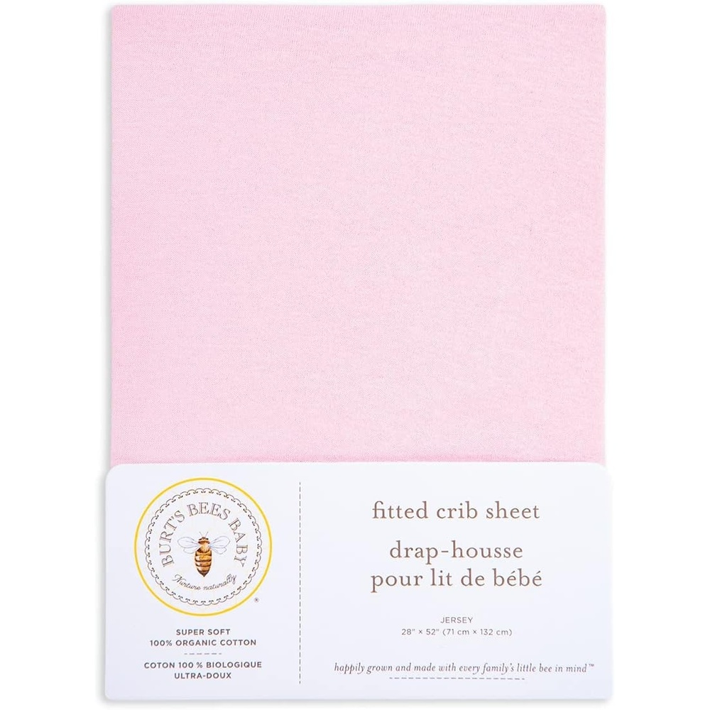 image:imageBurts Bees Baby Fitted Crib Sheet Girls Boys amp Unisex 100 Organic Cotton Crib Sheet for Standard Crib amp Toddler MattressesPink Solid