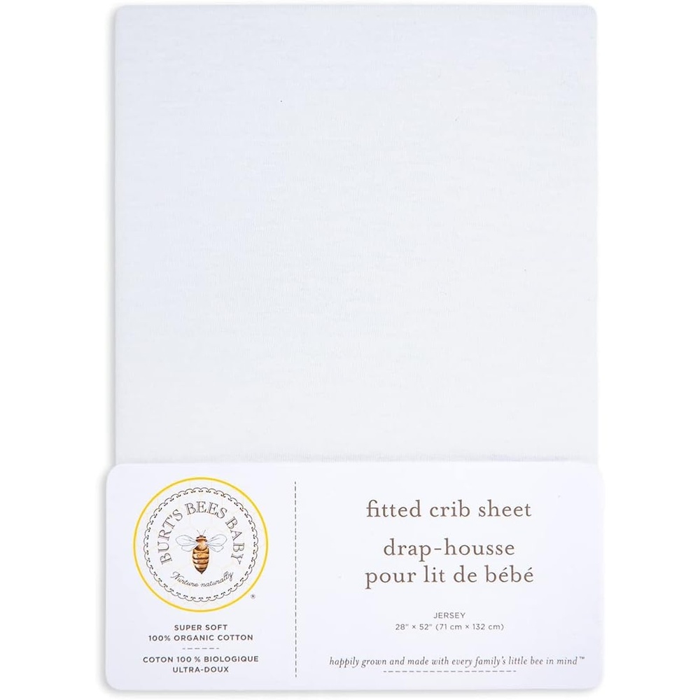 image:imageBurts Bees Baby Fitted Crib Sheet Girls Boys amp Unisex 100 Organic Cotton Crib Sheet for Standard Crib amp Toddler MattressesWhite Solid