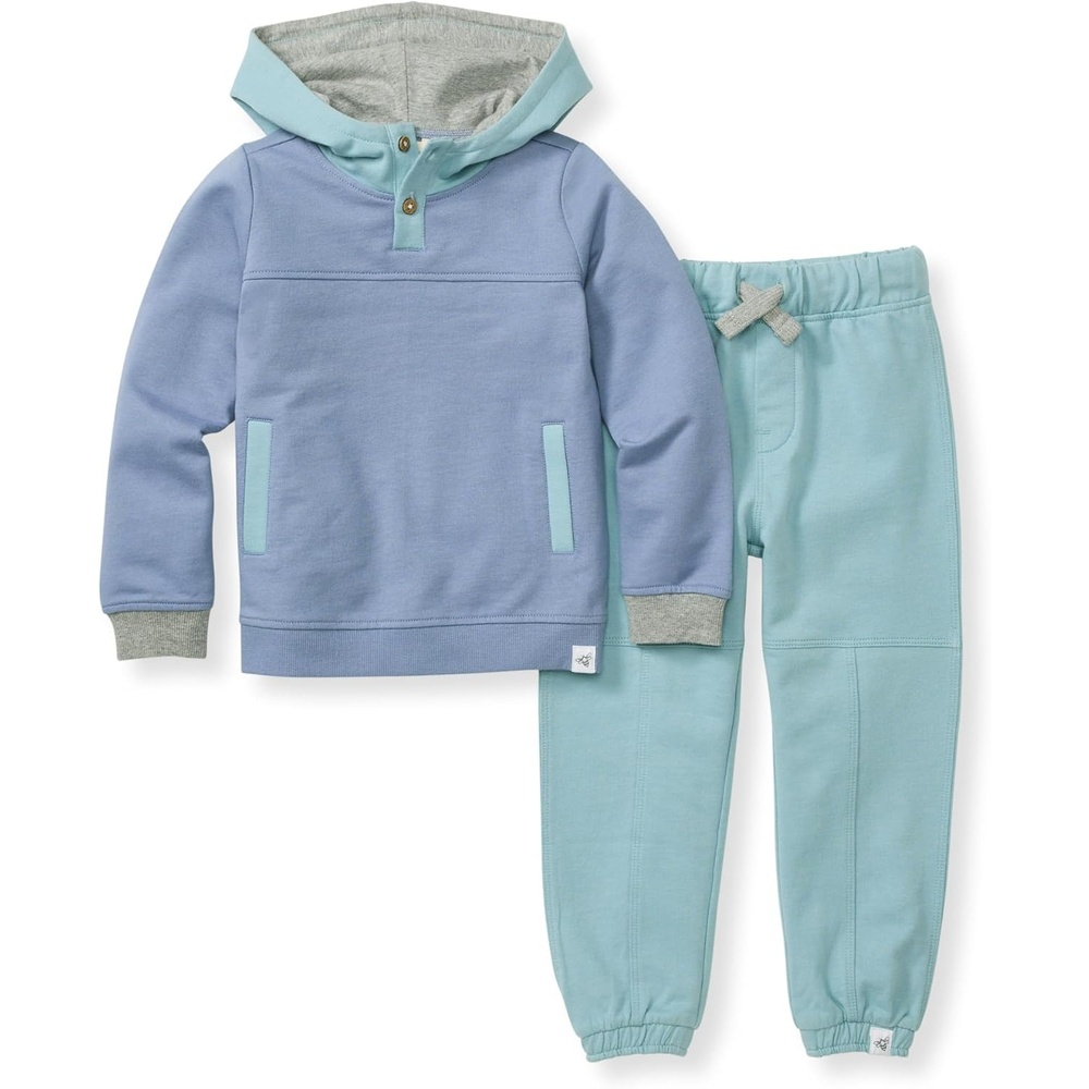 image:imageBurts Bees Baby Baby Boys Hoodie and Pant Set Top amp Bottom Outfit Bundle 100 Organic CottonIndigo Colorblocked Set