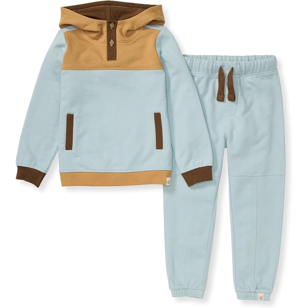 image:imageBurts Bees Baby Baby Boys Hoodie and Pant Set Top amp Bottom Outfit Bundle 100 Organic CottonRain Colorblocked